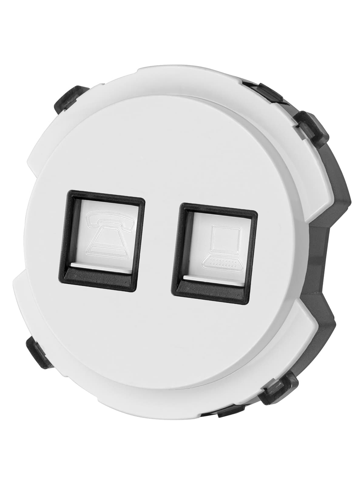 Розетка телефонная RJ11 + компьютерная RJ45 белая  Байкал TDM