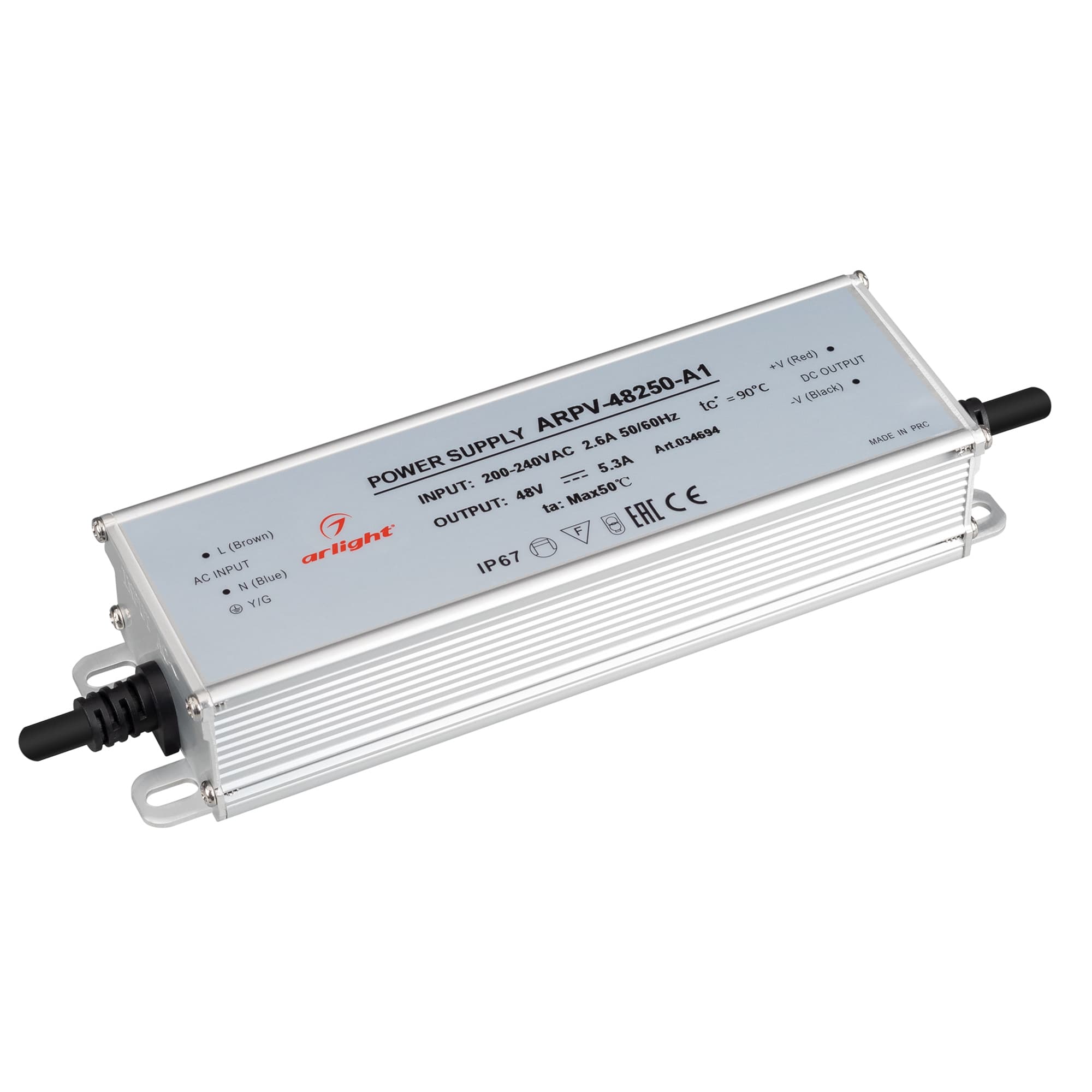 Блок питания ARPV-48250-A1 (48V, 5.3A, 254W) (IP67 Металл, 3 года)