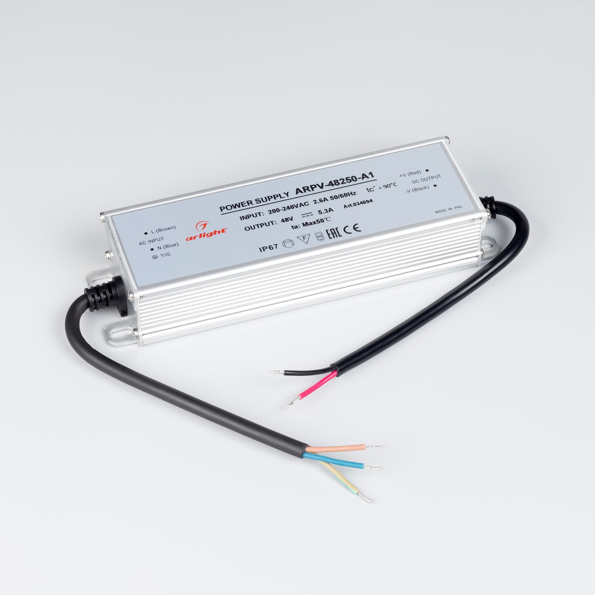 Блок питания ARPV-48250-A1 (48V, 5.3A, 254W) (IP67 Металл, 3 года)