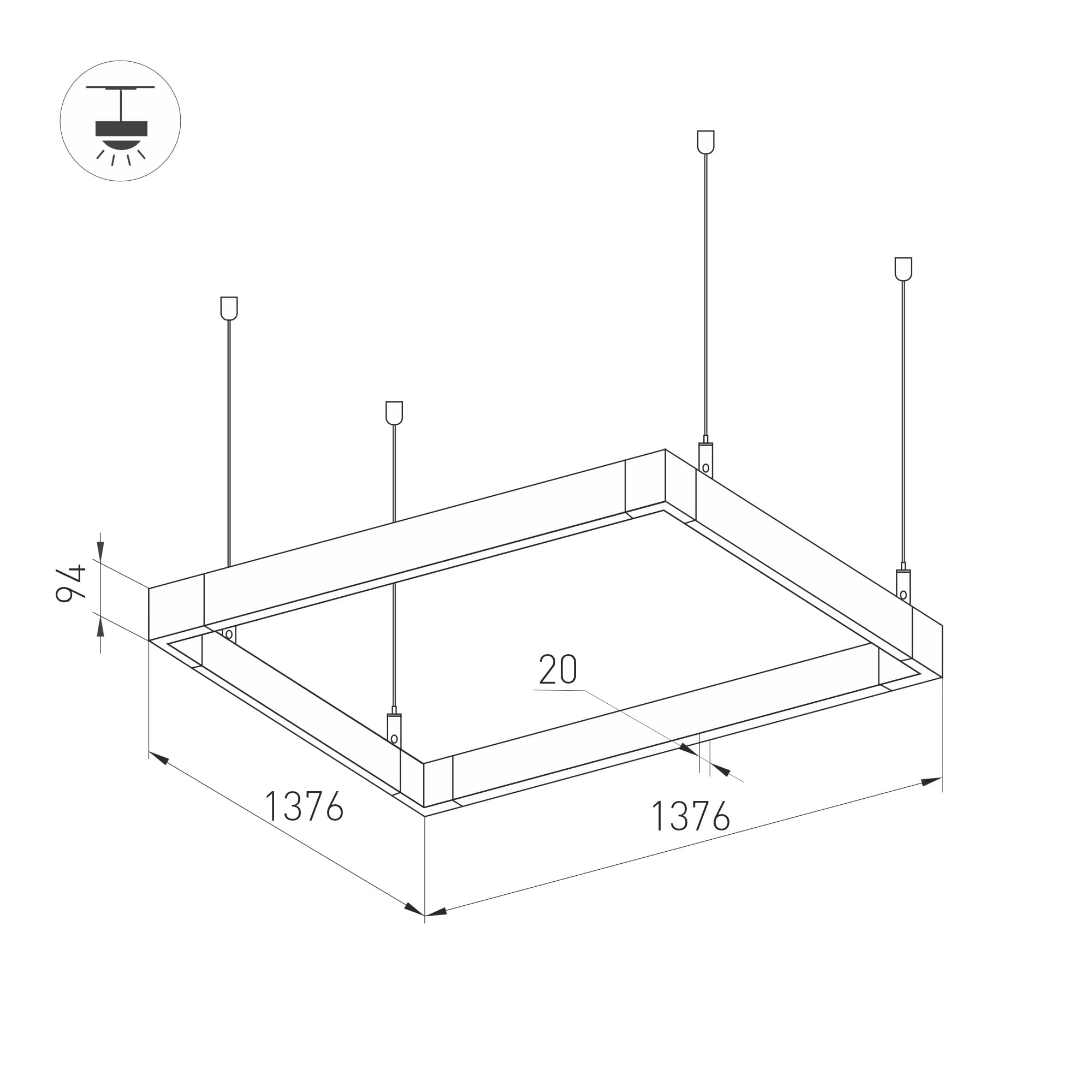 Угол S2-LINE-10570-X90 крестовой (ARL, Металл)