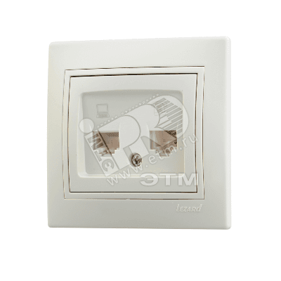 Розетка телефон/компьютер RJ45+RJ11 бежевая с вставкой