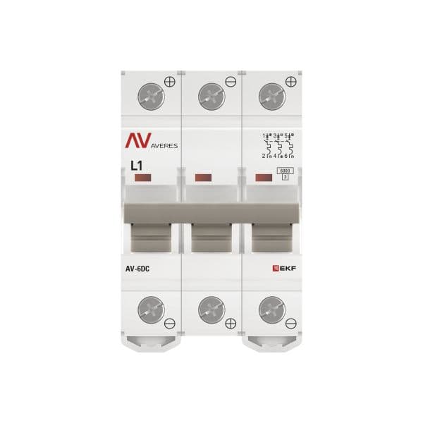 Выключатель автоматический AV-6 DC 3P 1A (L) 6kA AVERES