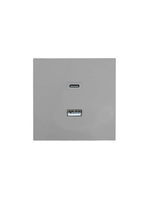 ZIMA Розетка TC+ USB, механизм, серый матовый Lezard 704-7488-192TC