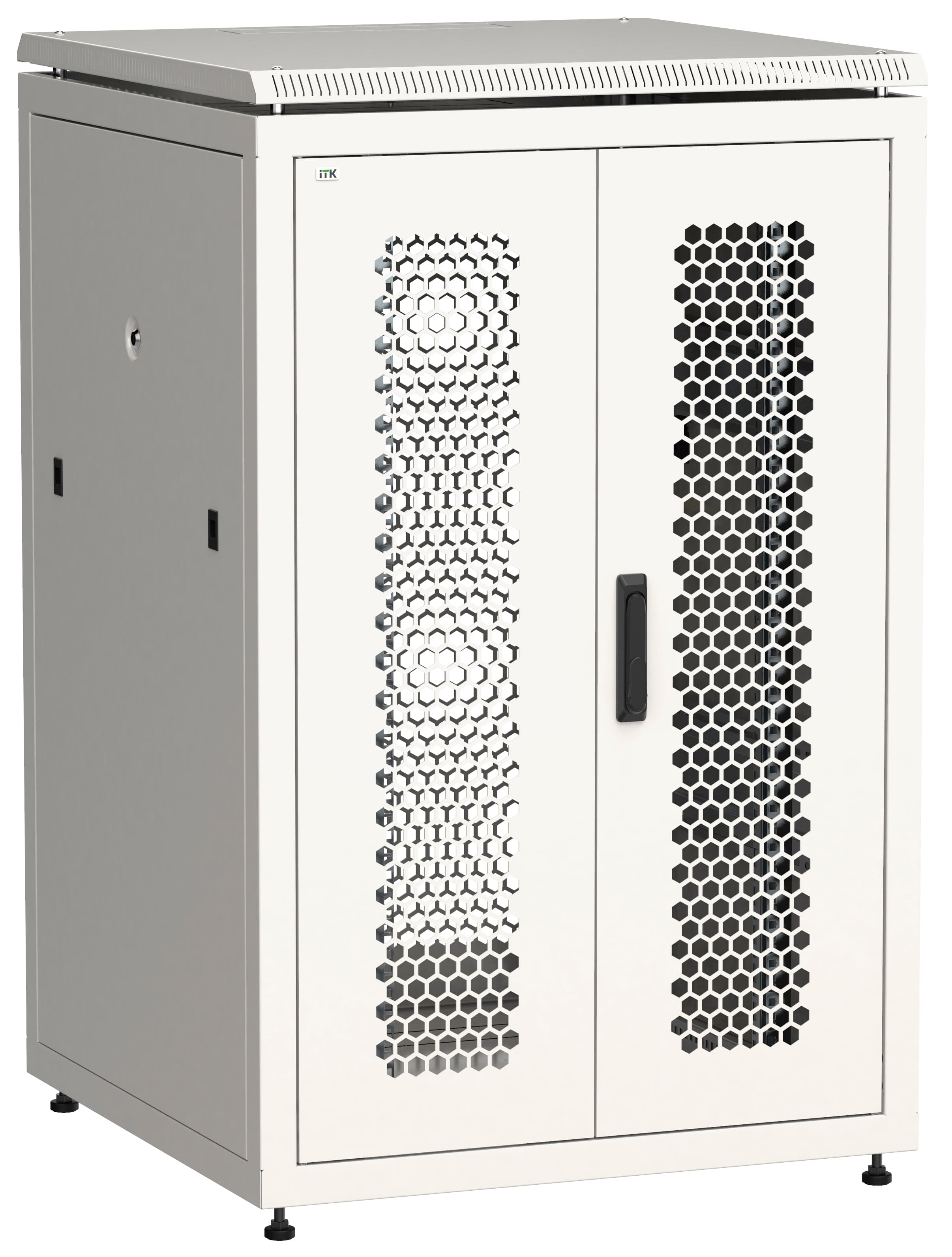 Шкаф сетевой 19' LINEA N 24U 800х800мм двустворчатая перфорированная дверь задняя перфорированная серый