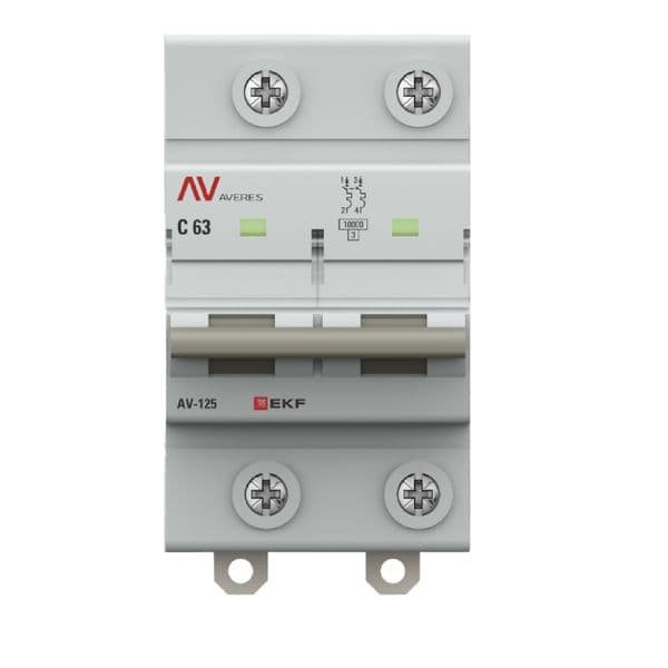 Выключатель автоматический AV-125 2P 63A (D) 10kA AVERES