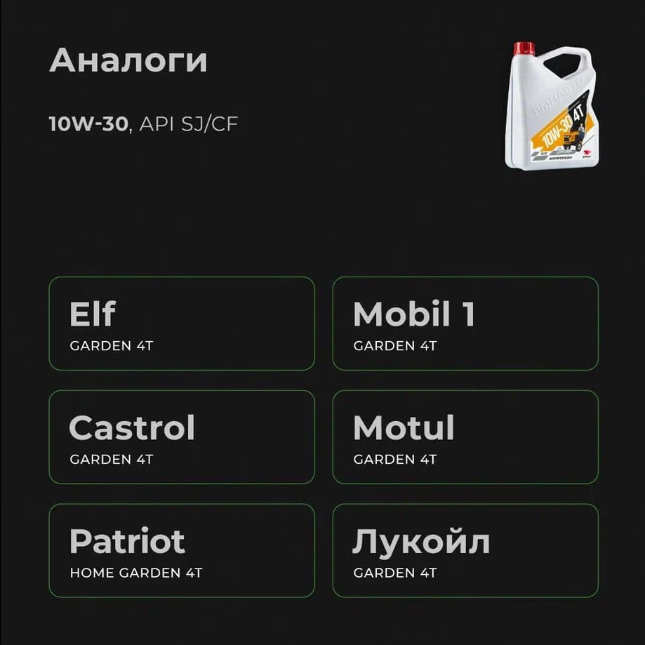 Масло 4х Тактное 10W-30, SJ/CF, 4л канистра