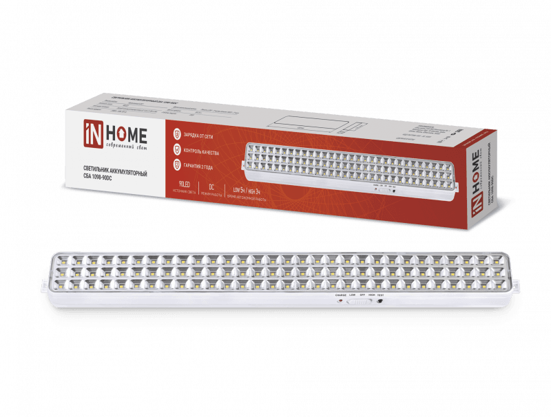Светильник светодиодный аварийный СБА 1098-90DC 90 LED 2.2Ah lithium battery DC IN HOME