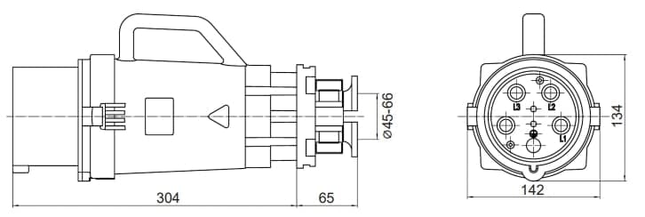 Вилка кабельная CP IP67 250A 3P+E 690В