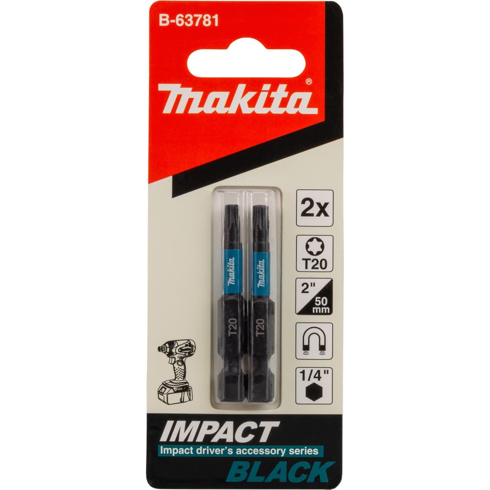 Насадка бита Impact Black T20, 50 мм, E-form (MZ), 2 шт.
