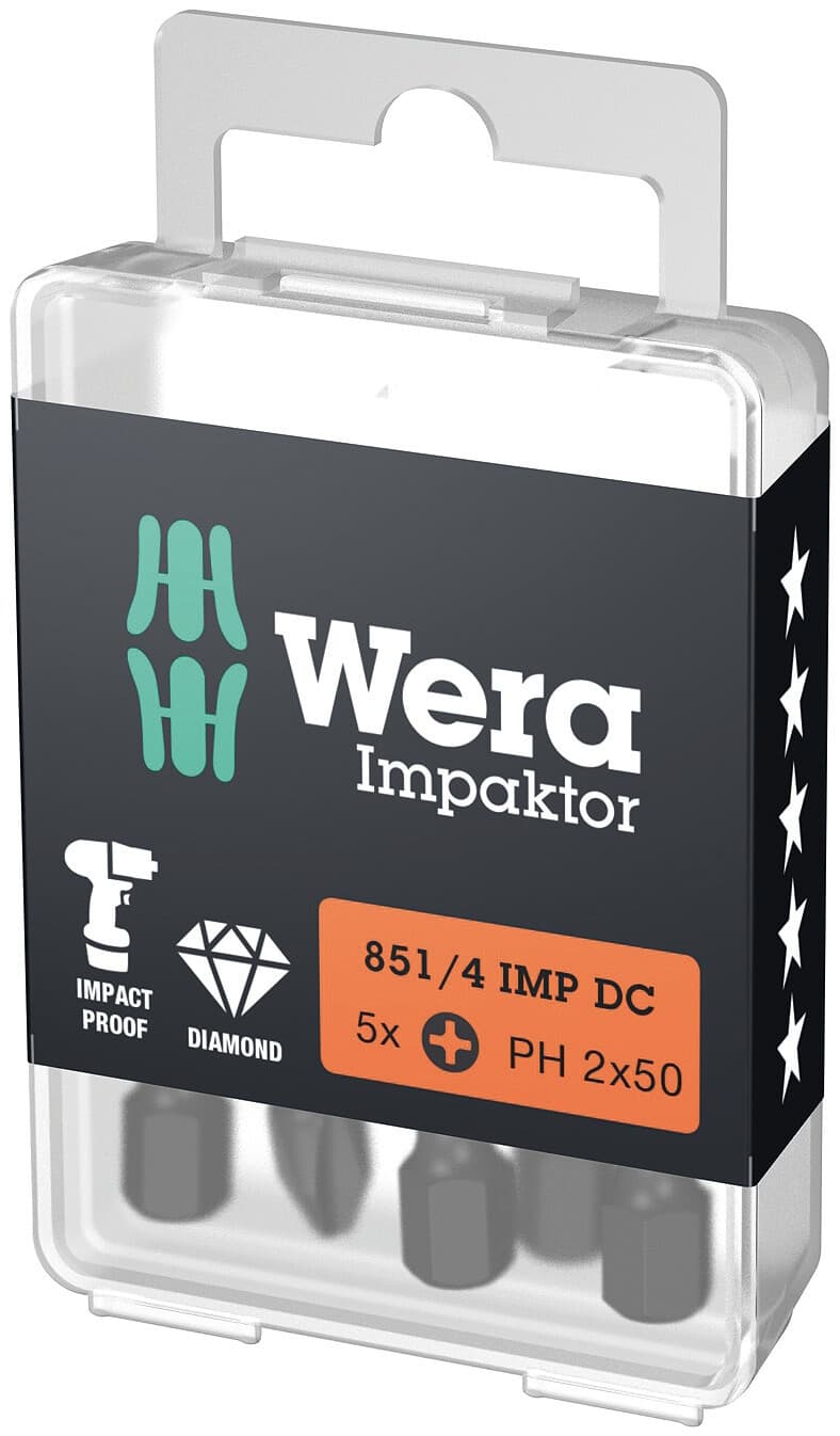 Бита ударная 851/4 IMP DC Impaktor PH алмазное покрытие хвостовик 1/4 E 6.3 PH 2X50 мм
