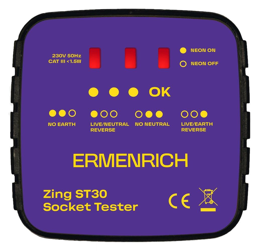 Тестер розеток Zing ST30, фиолетовый