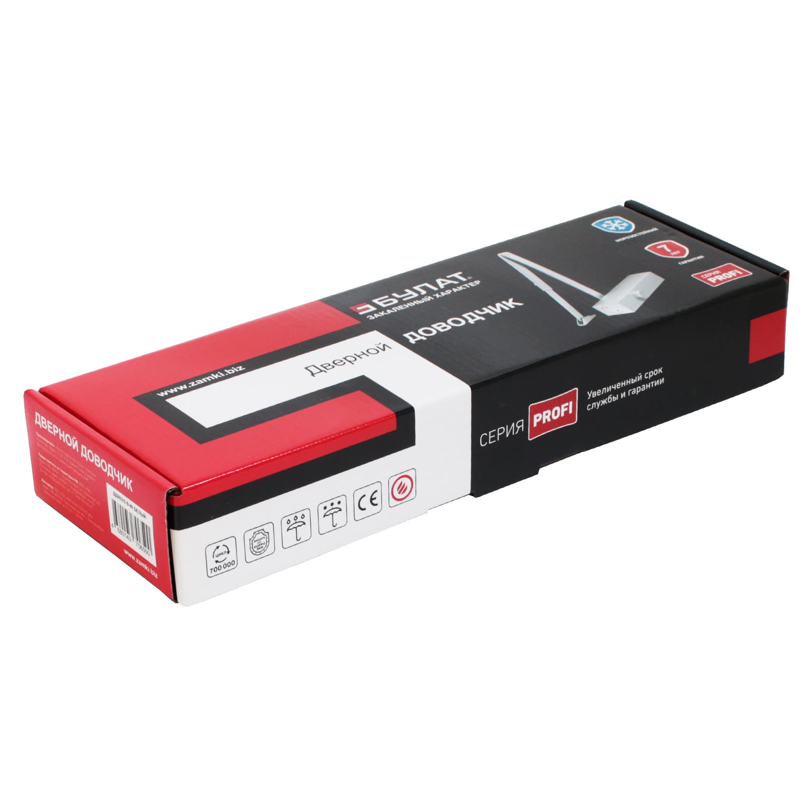 Доводчик дверной  БУЛАТ  PROFI ДД 802/5 B-W (25-120 кг) белый