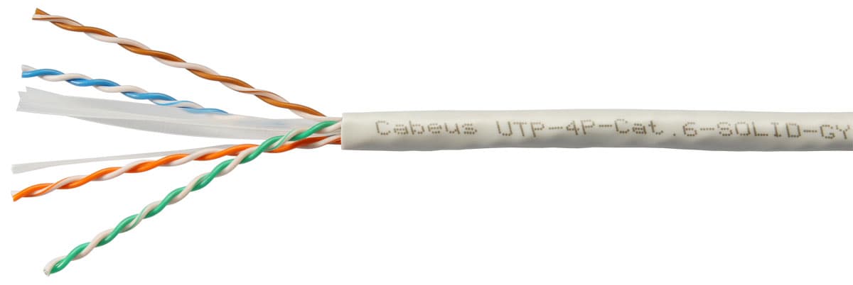 Витая пара U/UTP Cat 6 4 пары 23 AWG solid нг(А)-LSLTx серый 100м