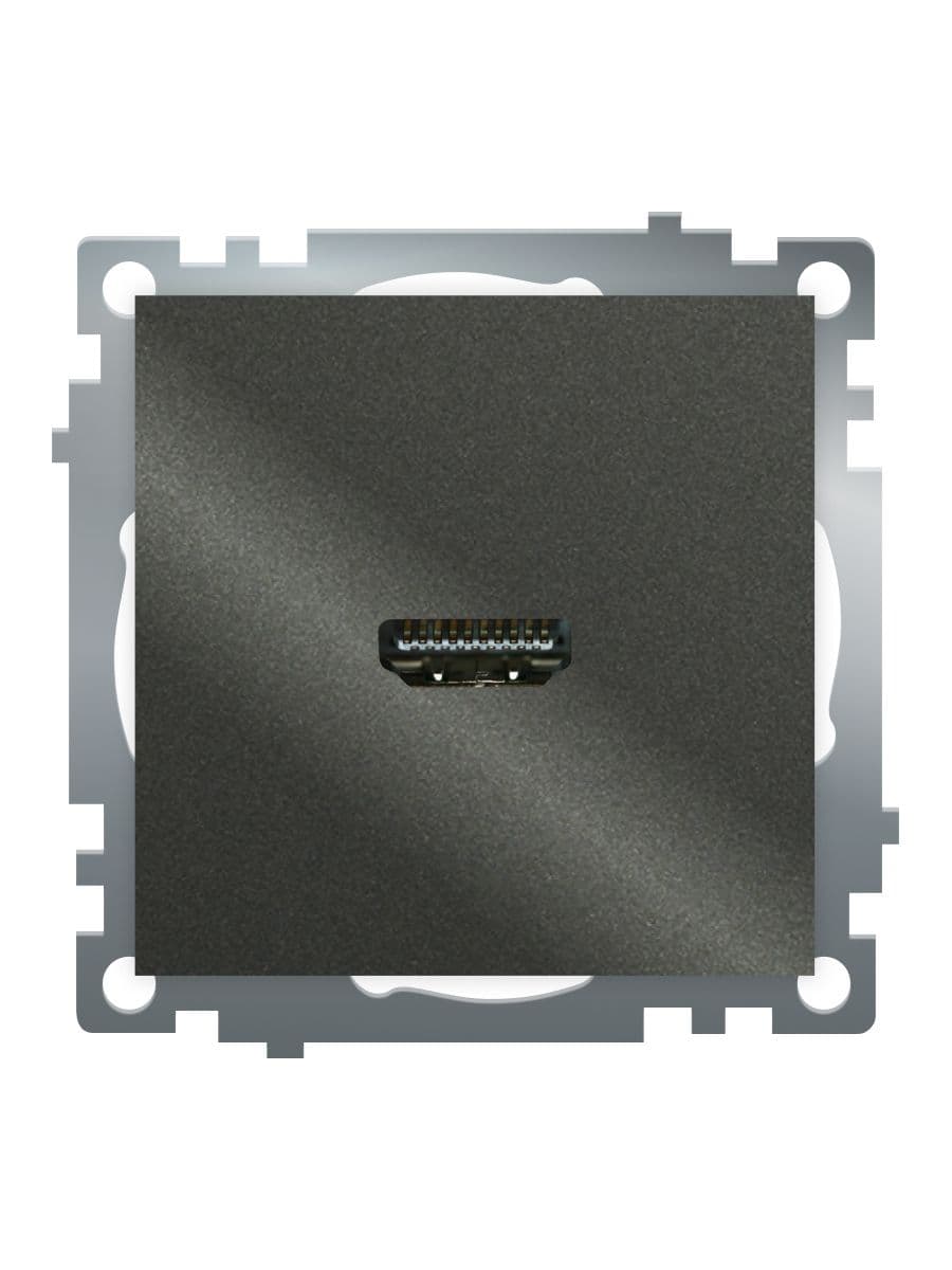 Розетка HDMI 2.1 Type A (механизм) серия Катрин графит STEKKER