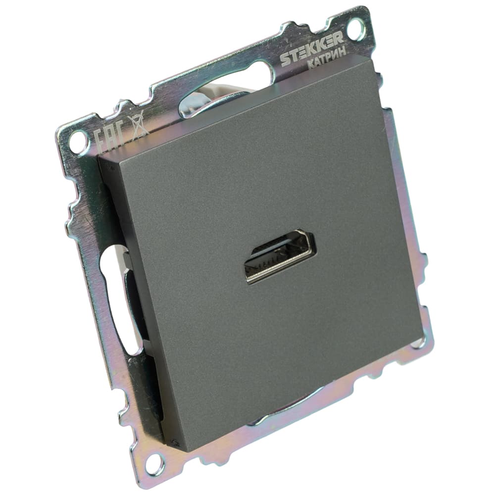 Розетка HDMI 2.1 Type A (механизм) серия Катрин графит STEKKER