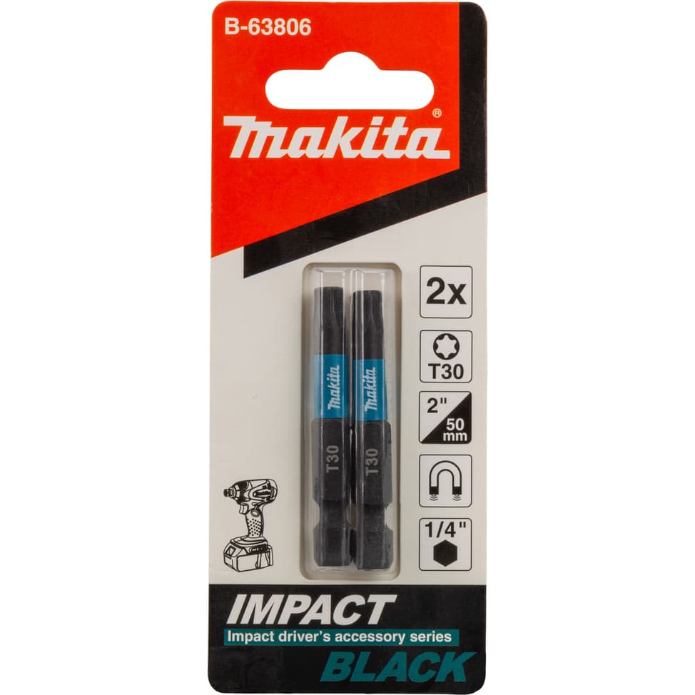 Насадка бита Impact Black T30, 50 мм, E-form (MZ), 2 шт.