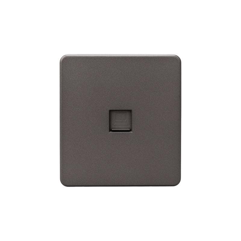 Розетка ROUND компьютерная RJ45 кат6 скрытой установки механизм титан
