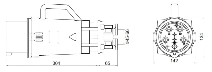 Вилка кабельная CP IP67 200A 3P+E+N 690В