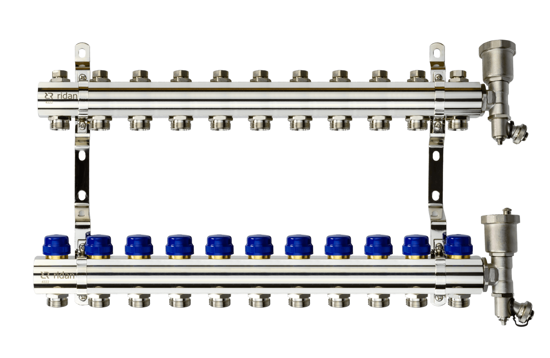 Коллекторная группа FHF-11R set 11 контуров 1'x3/4' c воздухоотводчиками и кронштейнами