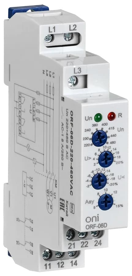 Реле фаз ORF-06D трехфазное 2 контакта 220-460В AC