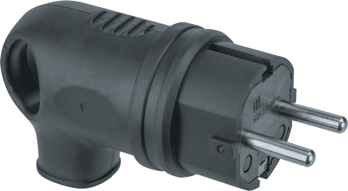 Вилка Navigator угловая с заземлением каучук черная 61 367 NCA-PLR01-16A-E-IP44-BL