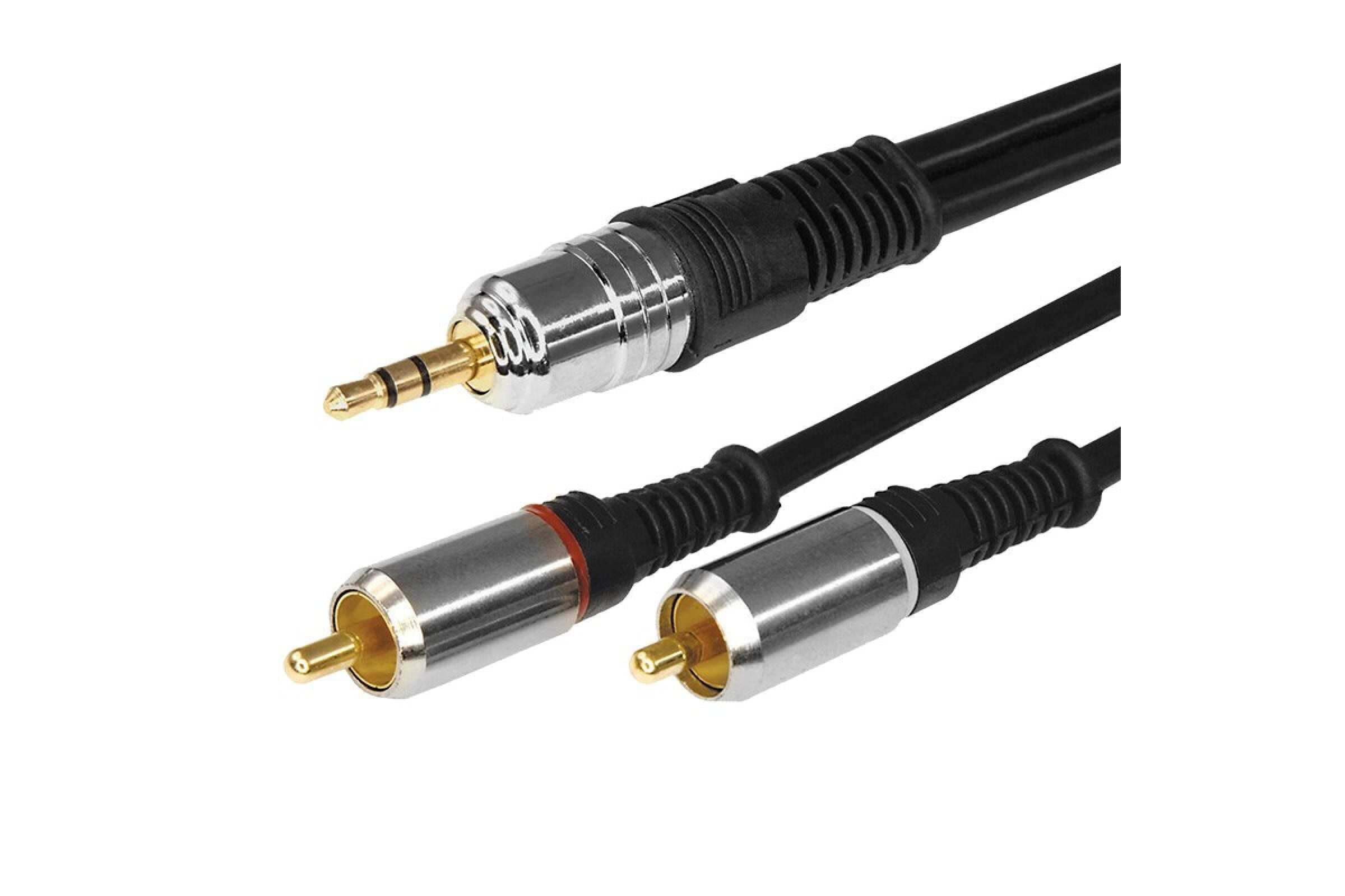 Аудио кабель 3.5 мм - 2 RCA, 3 м, GOLD-металл