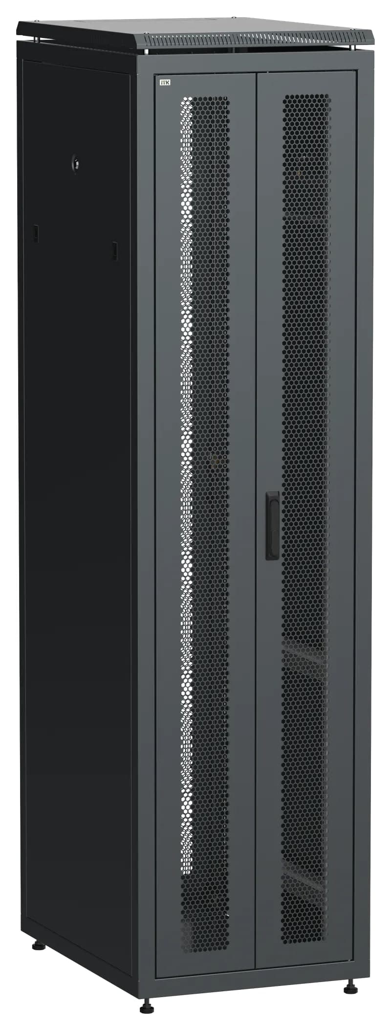 Шкаф напольный сетевой 19' LINEA N 47U 600х800мм передняя распашная перфорированная дверь задняя перфорированная черный