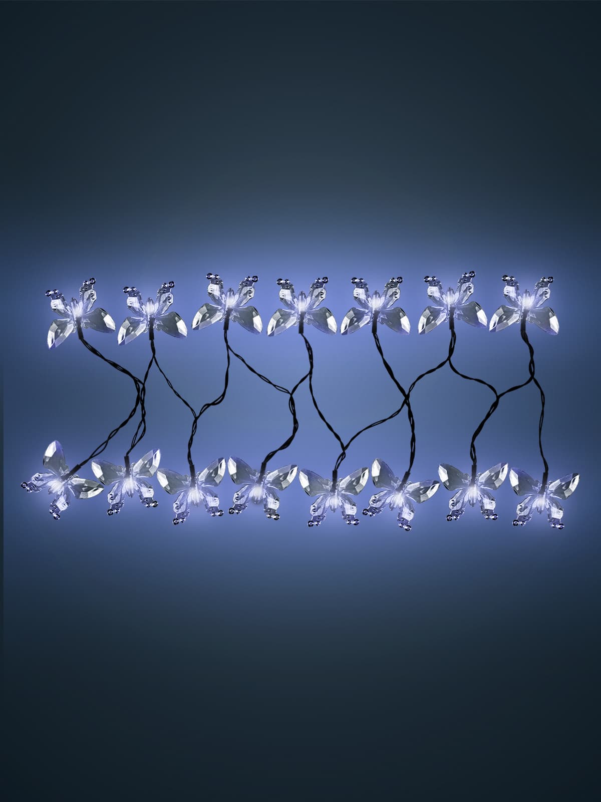 Гирлянда на солнечной батарее Бабочки, 3 м, 10 LED, белый, IP44