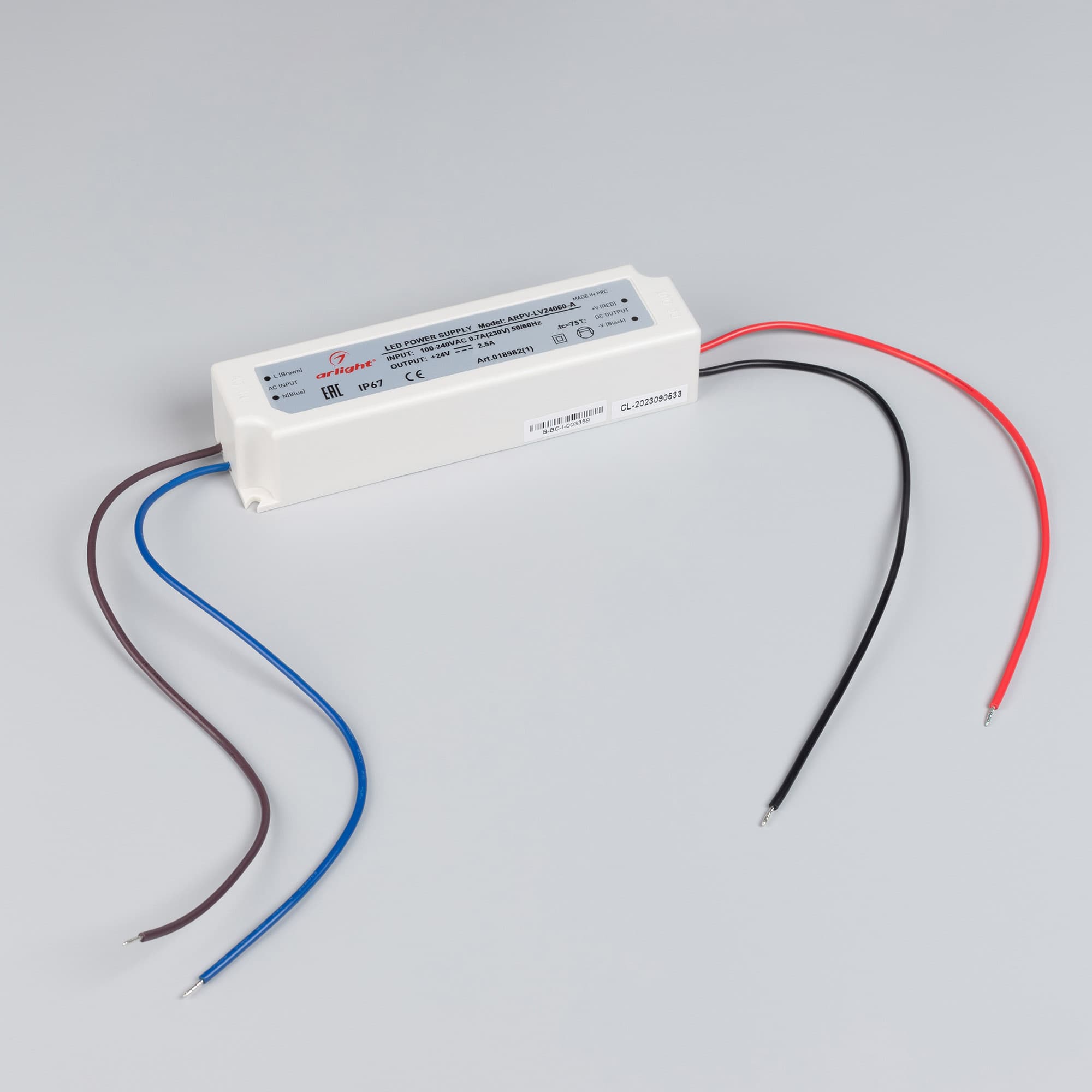 Блок питания ARPV-LV24060-A (24V, 2.5A, 60W) (IP67 Пластик, 3 года)