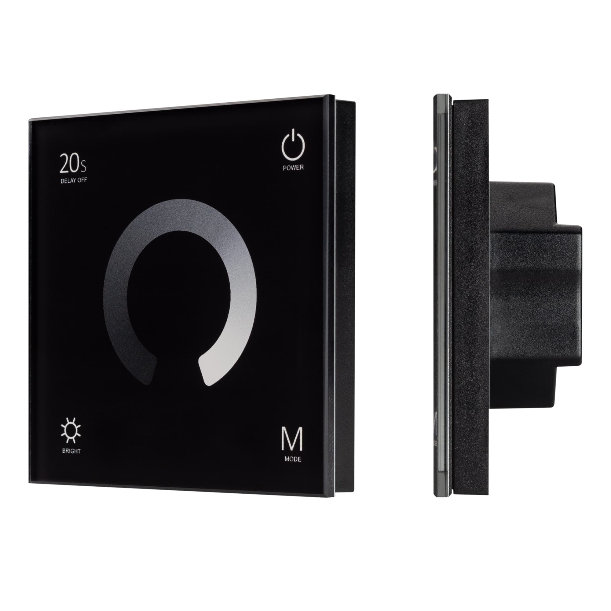 Панель SMART-P4-DIM-G-IN Black 12-24V, 4x3A, Sens, 2.4G IP20 пластик, 5 лет