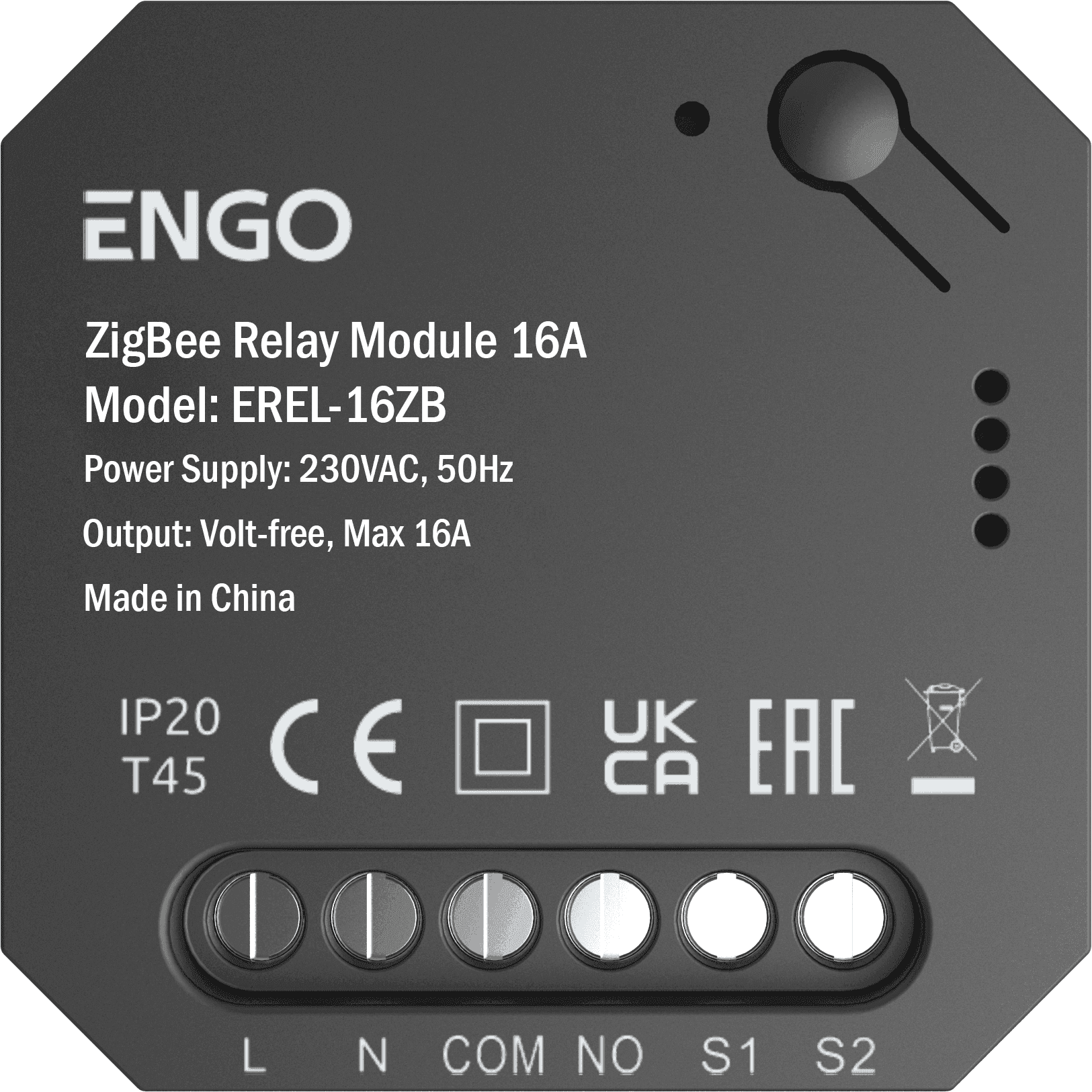 Реле ZigBee, 1x16A, выход NO-COM