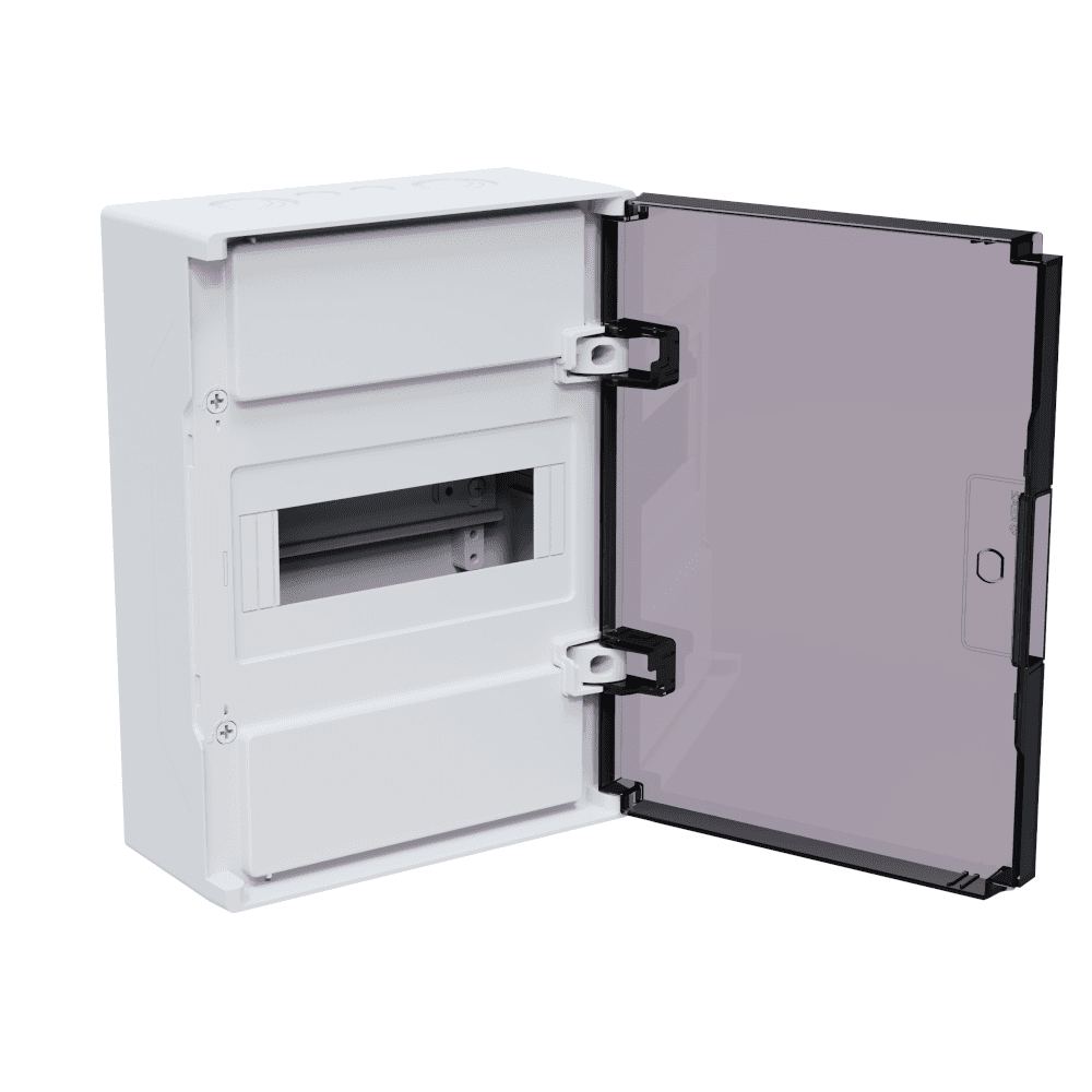 Щит ЩРН-п-8 пластиковый распред. OptiBox Pro 8-NKR-IP40 8м. навесной с пласт. черной прозрач. дверцей  IP40