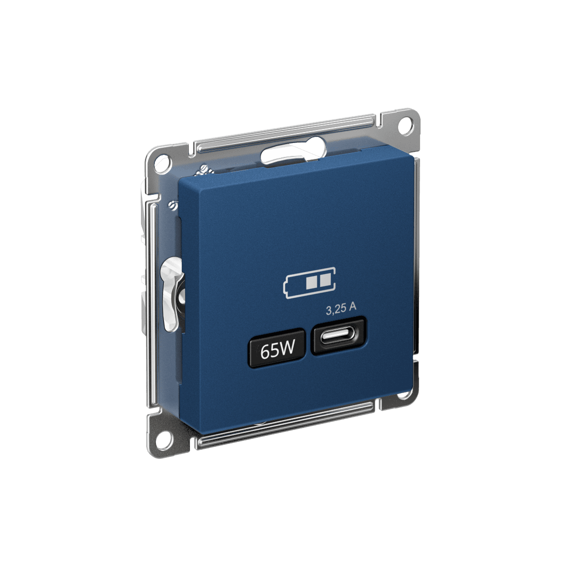 ATLASDESIGN USB РОЗЕТКА тип-C 65Вт высокоскор.заряд. QC,PD, механизм, АКВАМАРИН