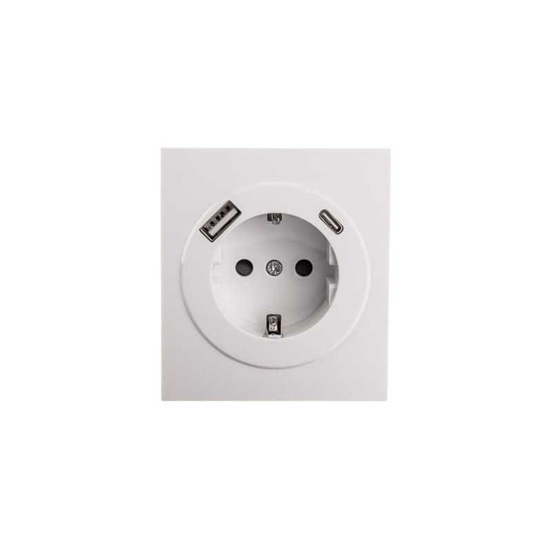 Розетка STRONG одинарная с/з скрытой установки з/ш 16А с USB A+C быстрой зарядки 5В/3А механизм жемчуг