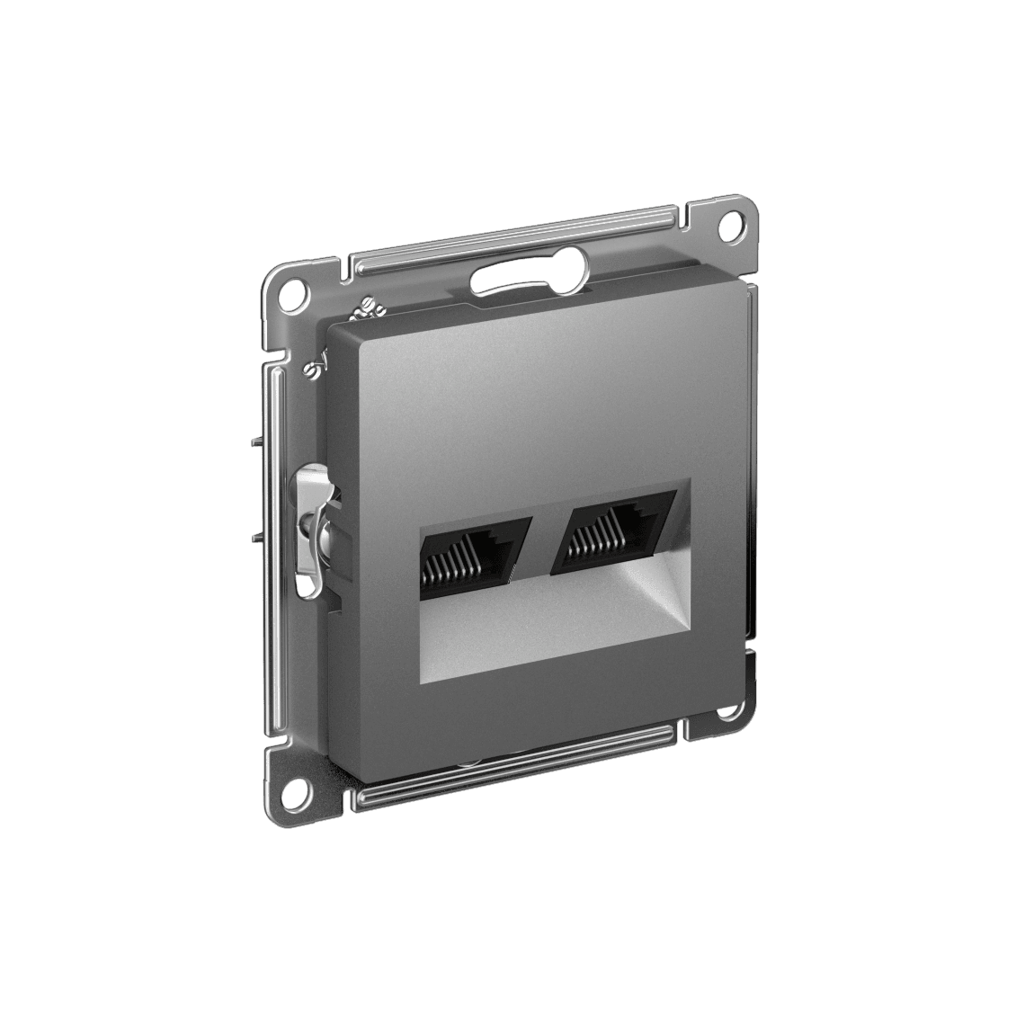 ATLASDESIGN РОЗЕТКА двойная компьютерная RJ45+RJ45 кат. 6А, механизм, СТАЛЬ