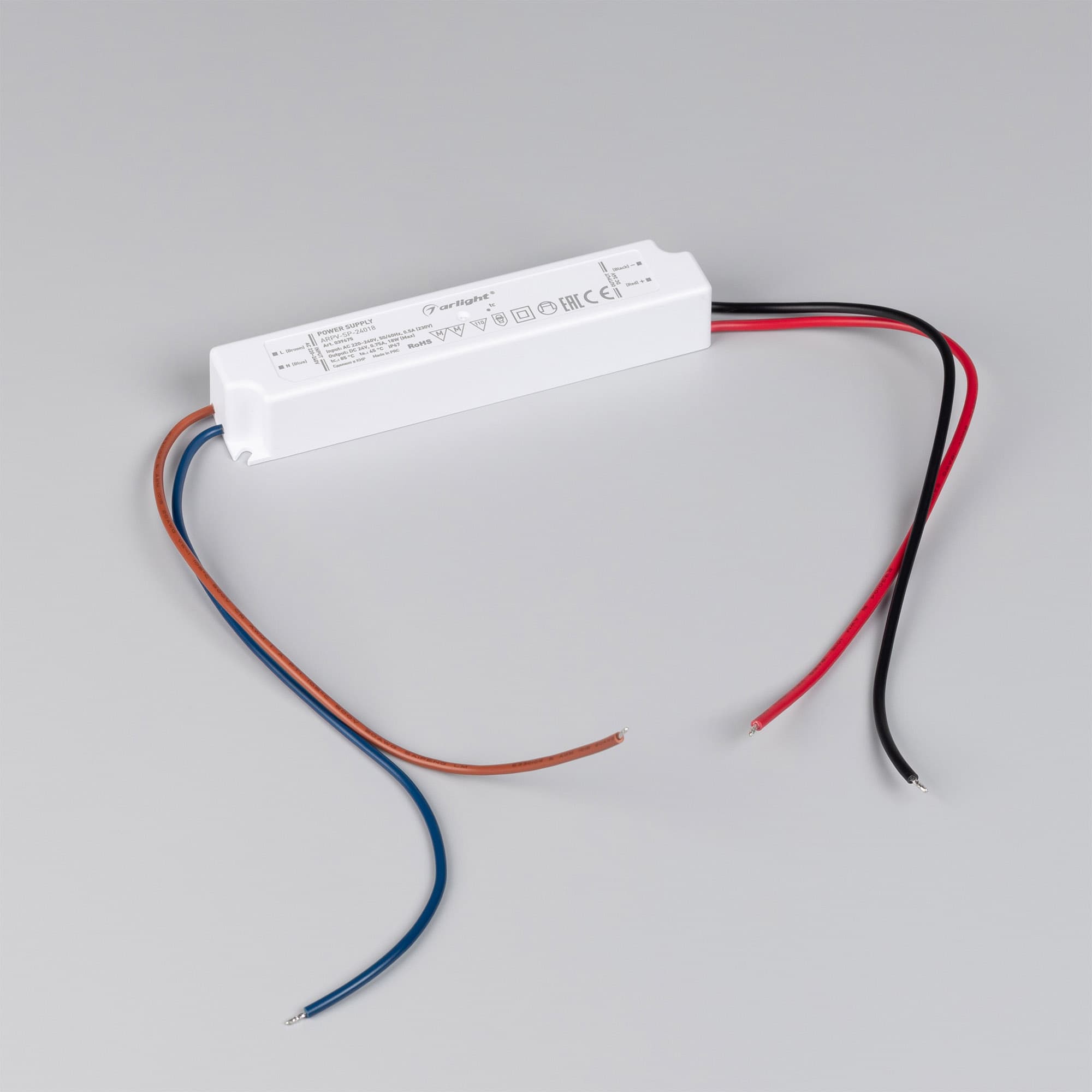 Блок питания ARPV-SP-24018 (24V, 0.75A, 18W) (IP67 Пластик, 5 лет)