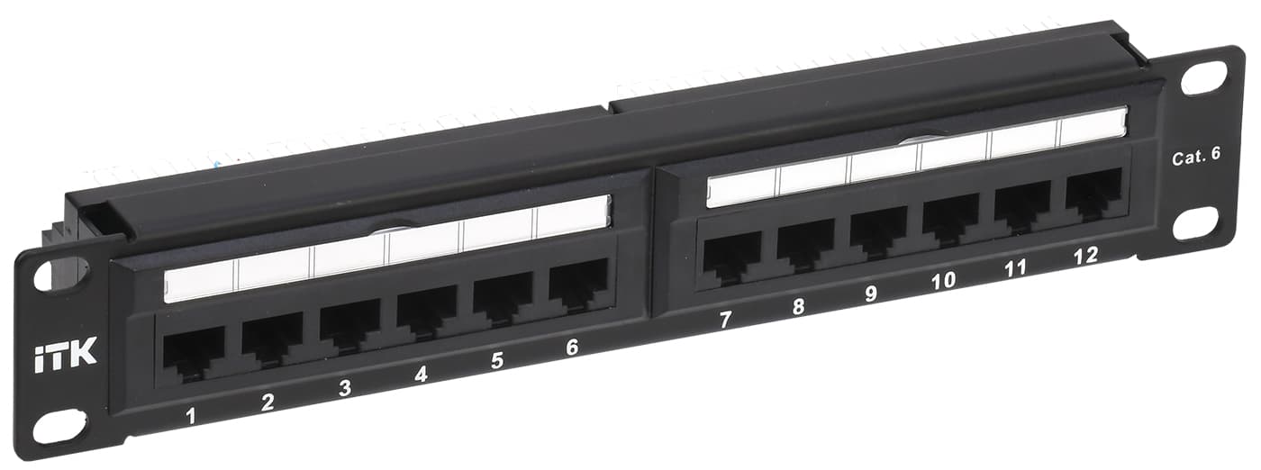 Патч-панель 1U кат.6 UTP 12 портов 10дюйм Dual IDC