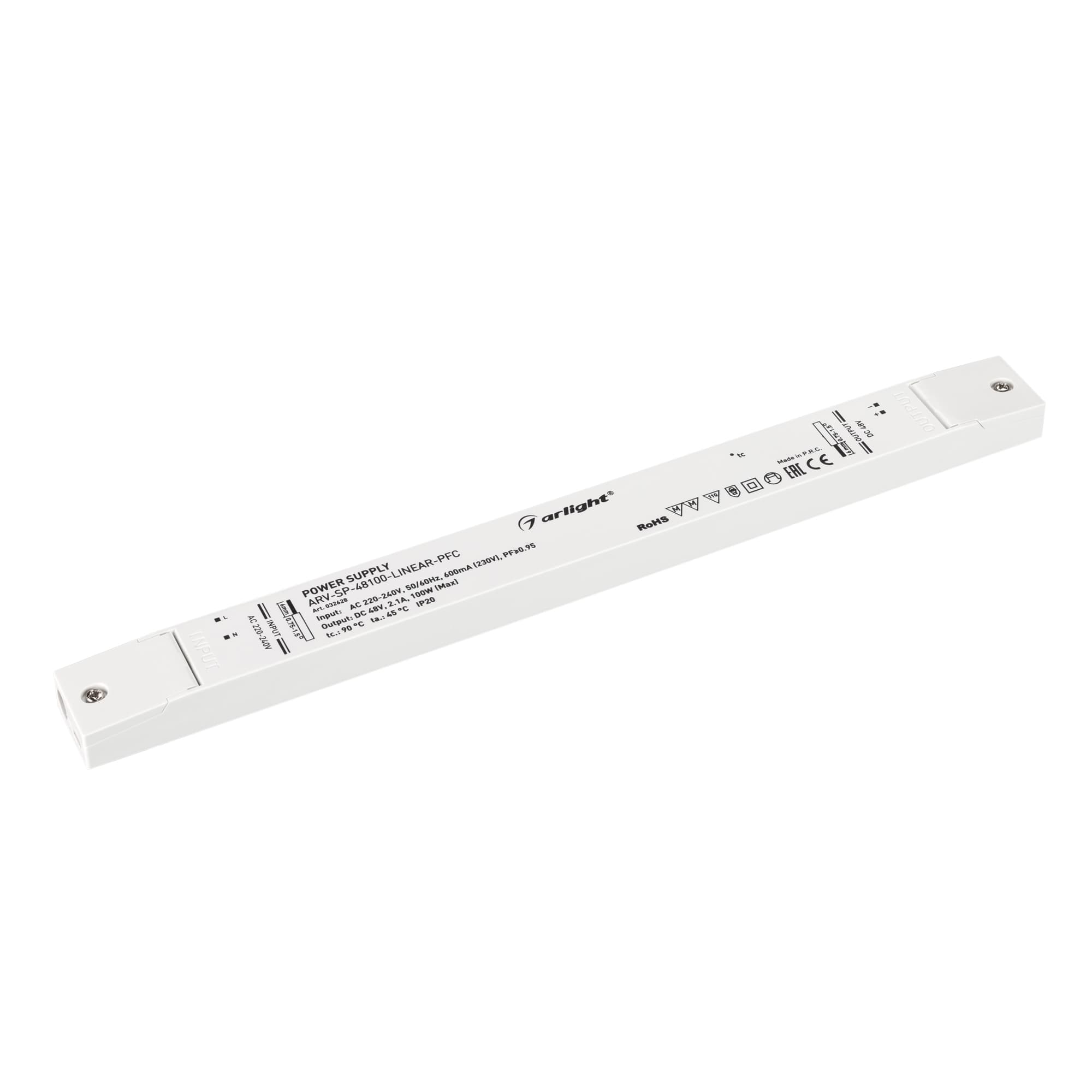 Блок питания ARV-SP-48100-LINEAR-PFC (48V, 2.1A, 100W) (IP20 Пластик, 5 лет)