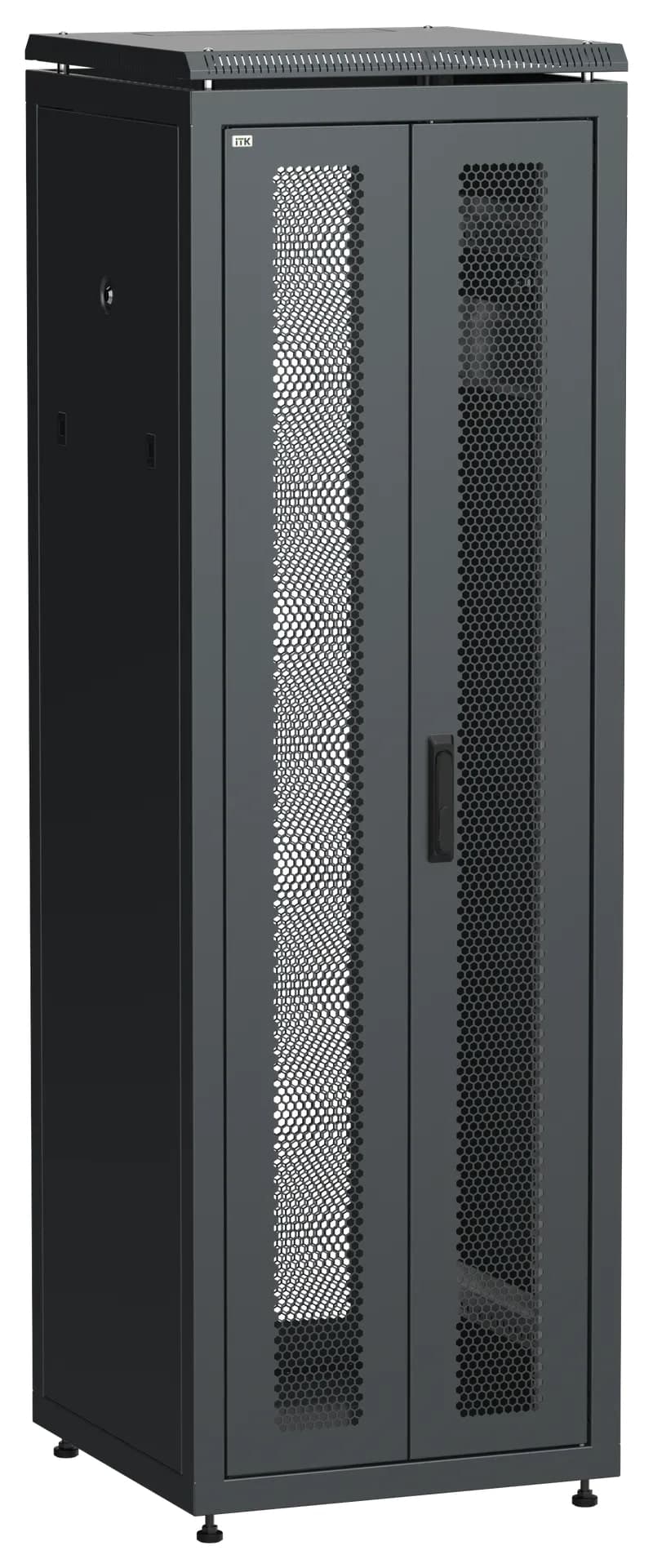 Шкаф напольный сетевой 19' LINEA N 38U 600х600мм передняя распашная перфорированная дверь задняя перфорированная черный