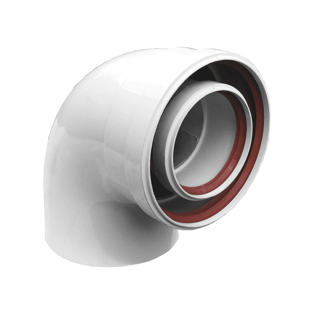 Отвод 90 град коаксиальный d 80/125 мм