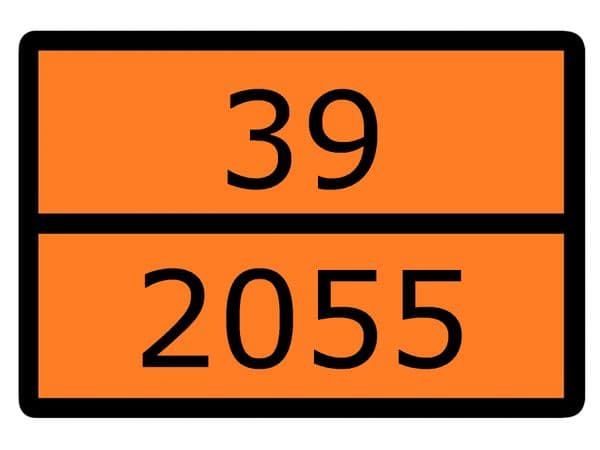 Знак для маркировки опасных грузов ''Номер ООН 39/2055'' ГОСТ Р 52290-2004 300х400 мм, пленка самоклеящаяся ГОСТ 19433-88