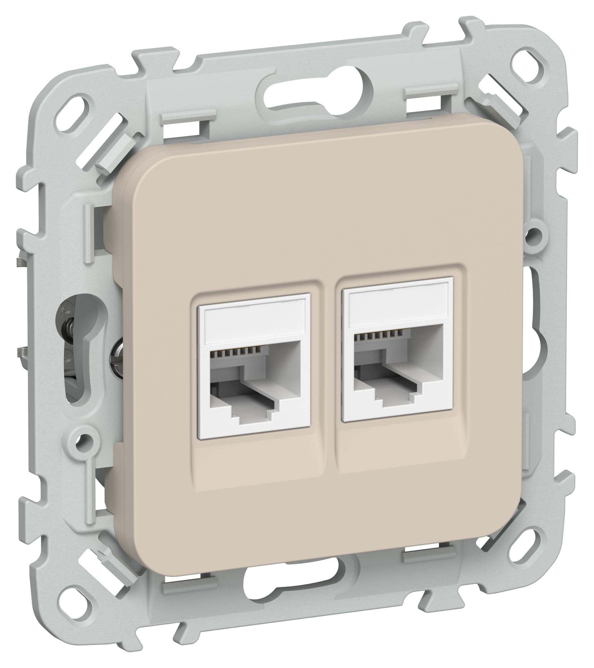 FLITE Розетка 2-местная RJ45/RJ11 категория 5Е/3 UTP РКТ5е/3-2-0-ФлЛ льняной IEK