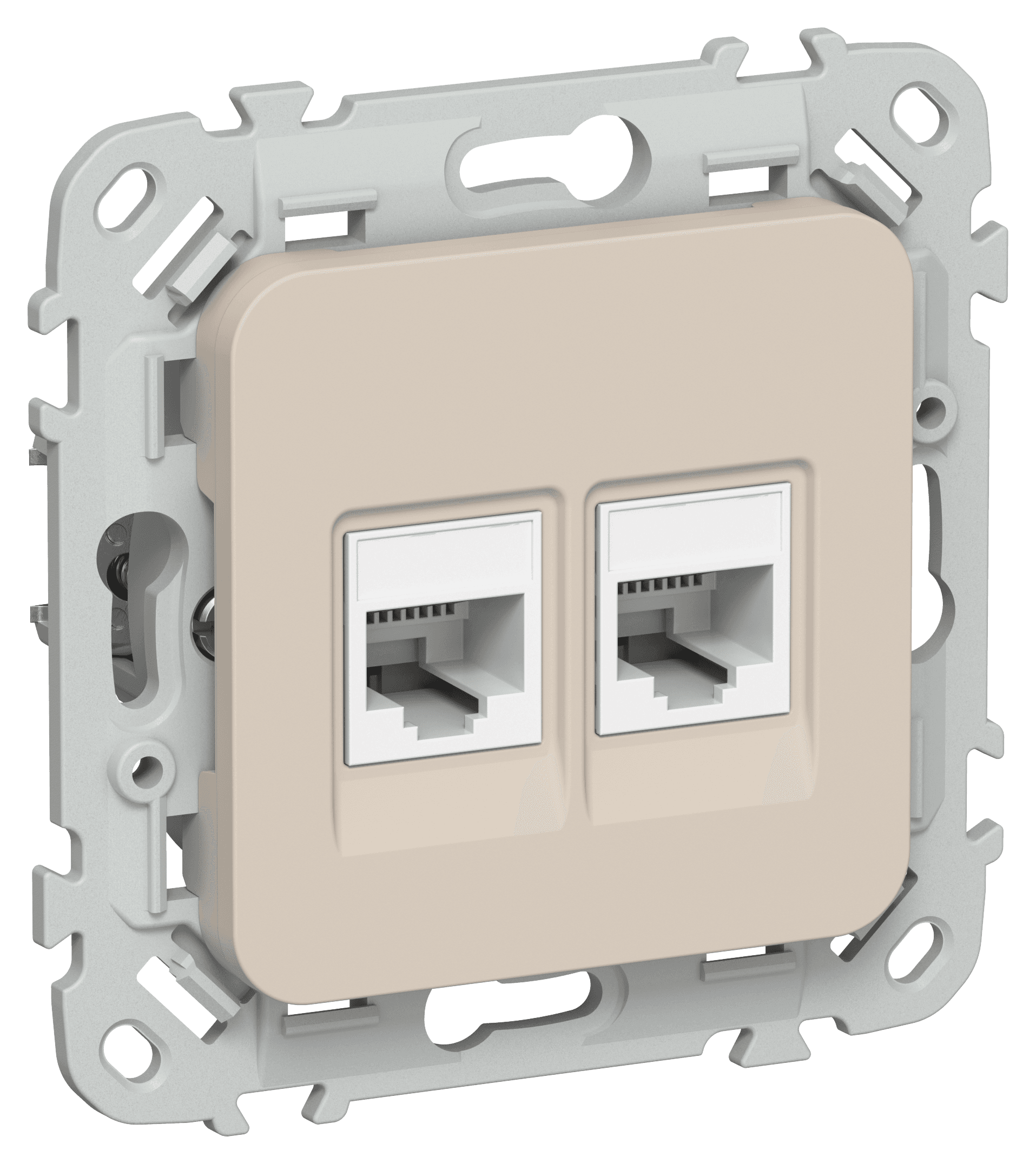 FLITE Розетка 2-местная RJ45/RJ11 категория 5Е/3 UTP РКТ5е/3-2-0-ФлЛ льняной IEK