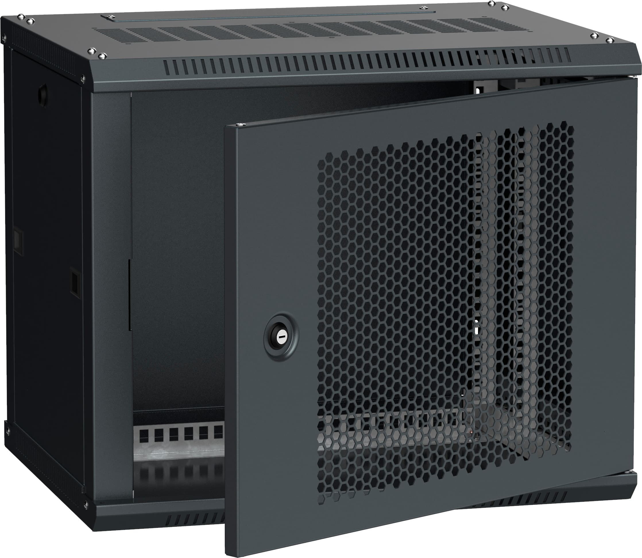 Шкаф LINEA W 9U 600x450 мм дверь перфорированная RAL9005