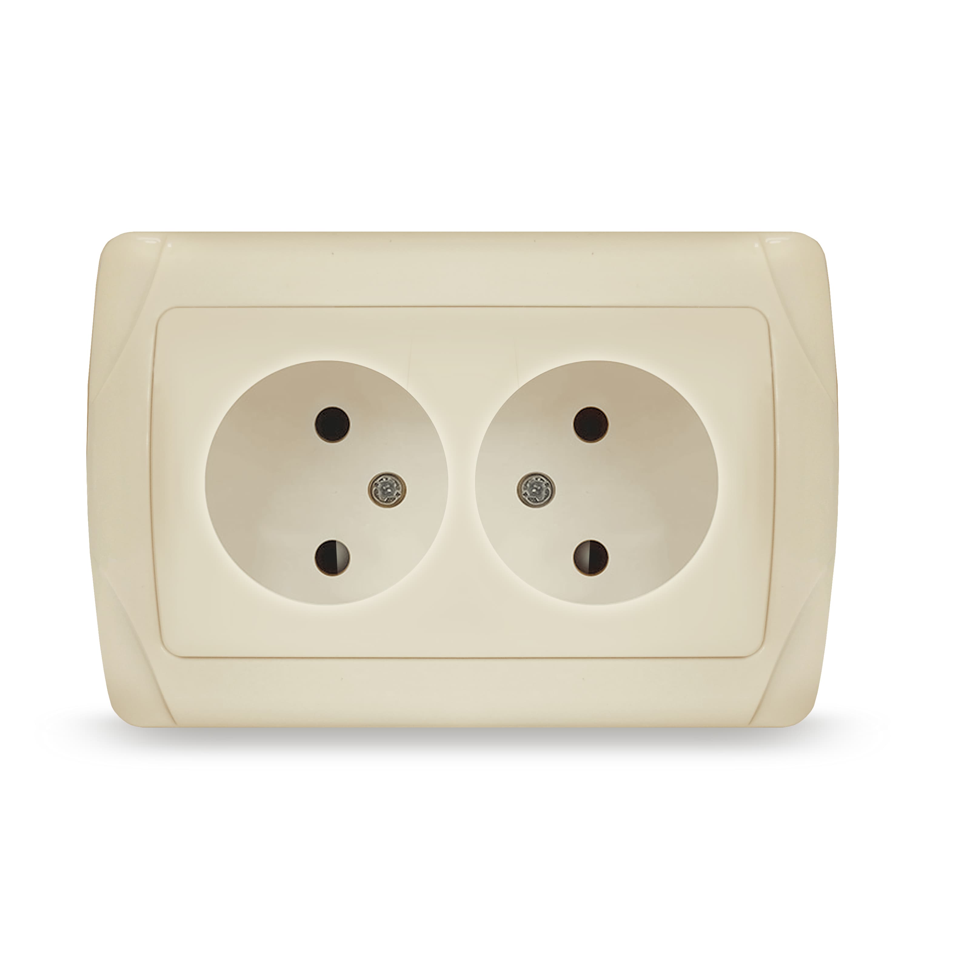 Маргарита розетка двухместная  б/з, с/у, 16А, 220В, сл.кость (ivory) (еврослот)