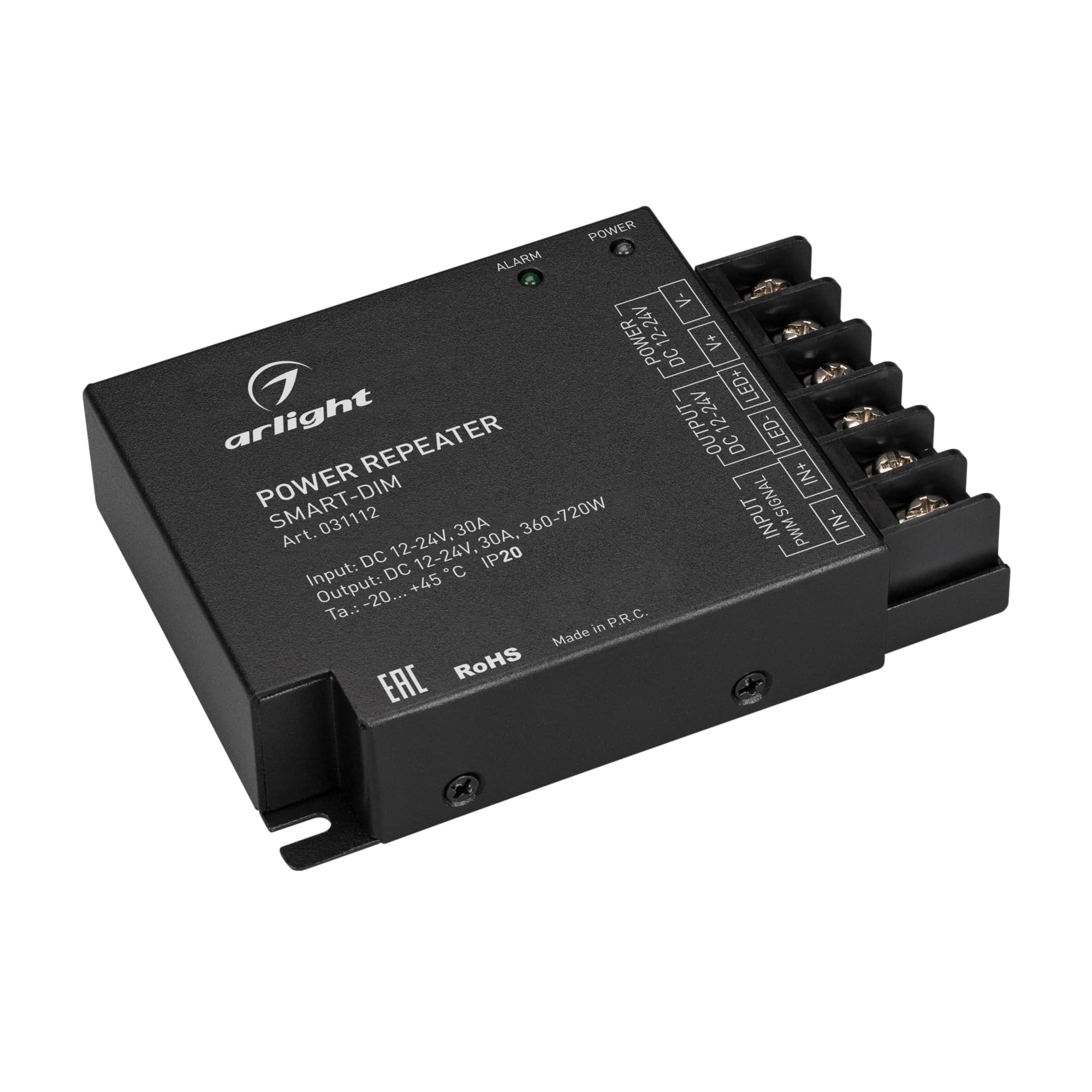 Усилитель SMART-DIM 12-24V, 1x30A, IP20 металл, 5 лет