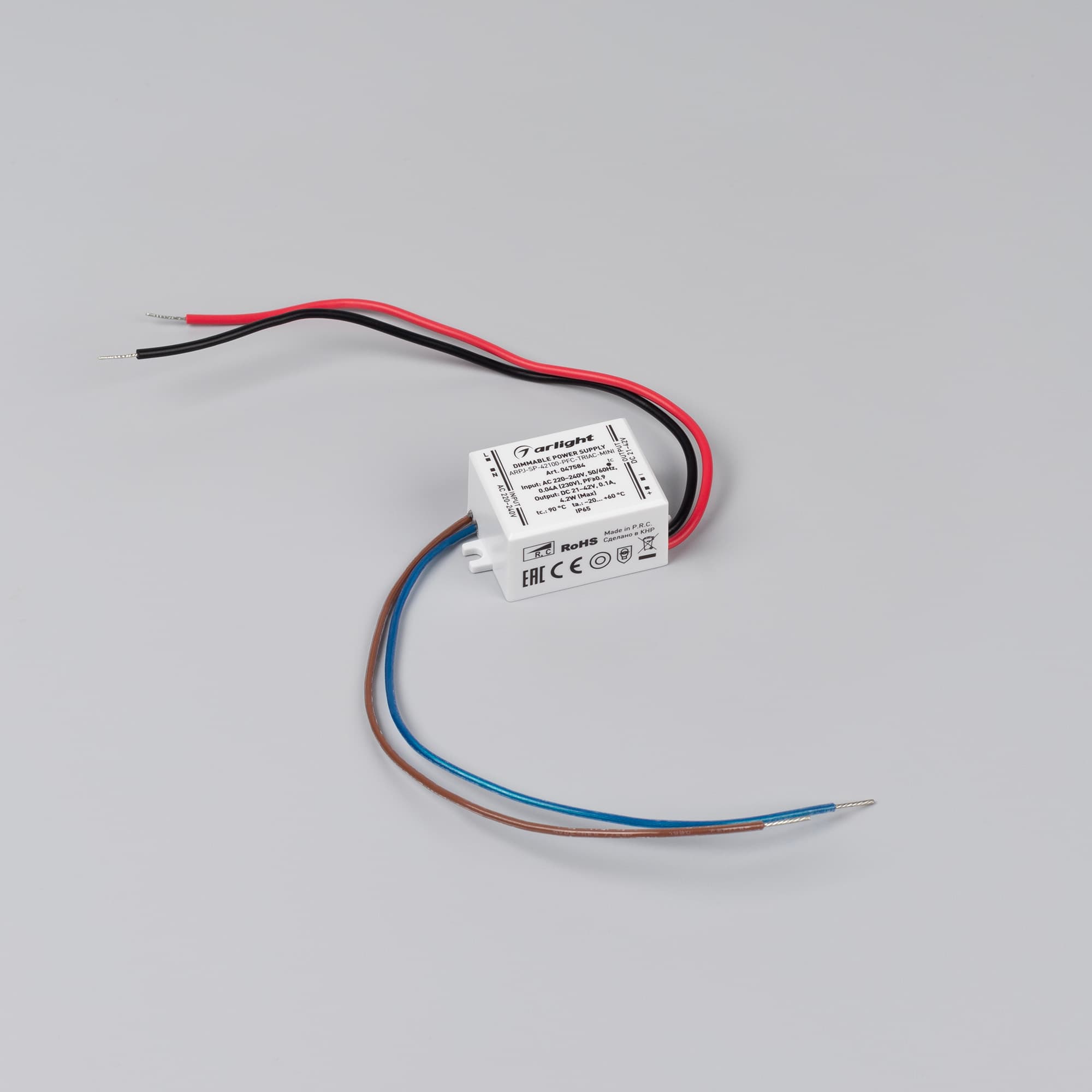 Блок питания ARPJ-SP-42100-PFC-TRIAC-MINI (4W, 21-42V, 100mA) (IP65 Пластик, 5 лет)