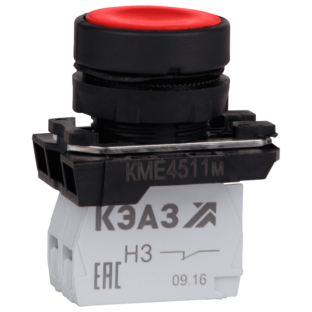 Кнопка КМЕ4522м-красный-2но+2нз-цилиндр-IP54