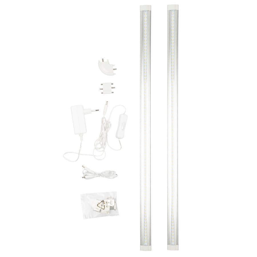 Светильники светодиодные для мебели UЛм-F45-2x6W/4500K IP20 SILVER набор из 2-х шт Механический выключатель 600х25х8мм 2х500Лм