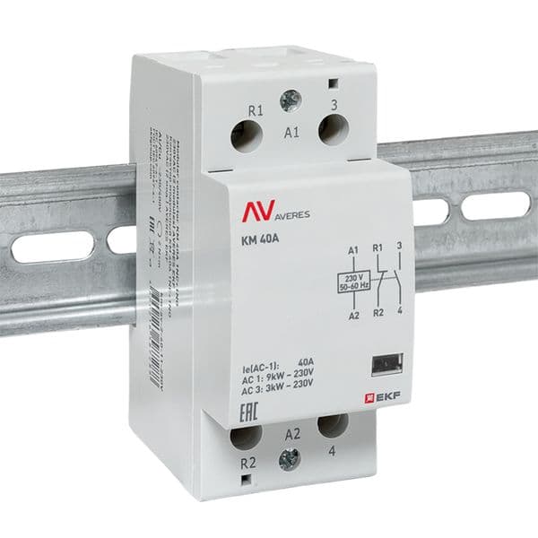 Контактор модульный КМ 40А 1NC+1NO 230VAC (2 мод.) AVERES